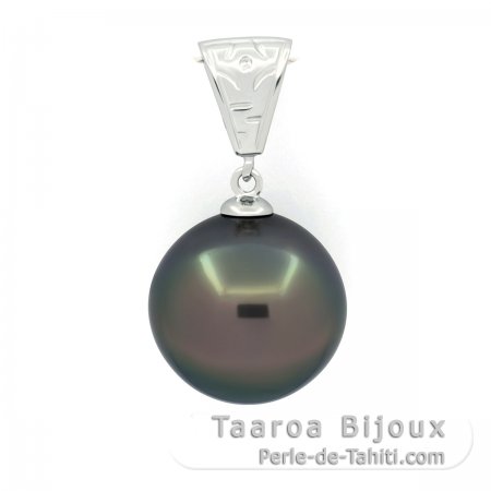 Ciondolo in Argento e 1 Perla di Tahiti Semi-Baroccha C 14.6 mm