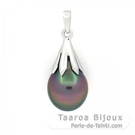 Ciondolo in Argento e 1 Perla di Tahiti Semi-Baroccha B/C 9.1 mm
