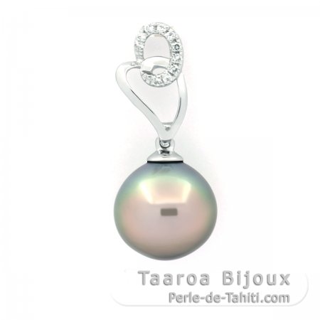 Ciondolo in Argento e 1 Perla di Tahiti Semi-Baroccha B 10.5 mm