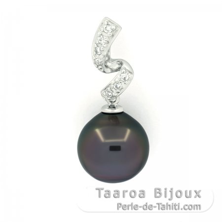 Ciondolo in Argento e 1 Perla di Tahiti Semi-Baroccha C 10.9 mm