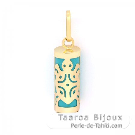 Ciondolo in Oro 18K e Turquesa - 12 mm - Tartaruga