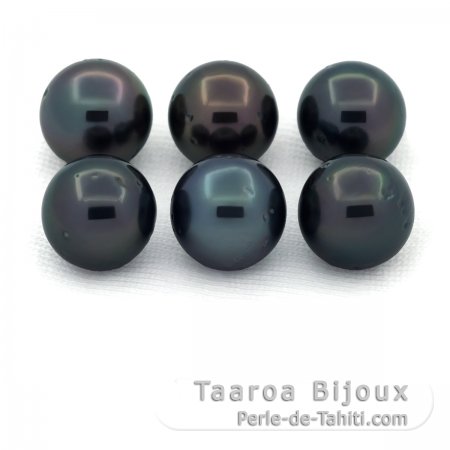 Lotto di 6 Perle di Tahiti Rotonde D di 8.5 a 8.8 mm