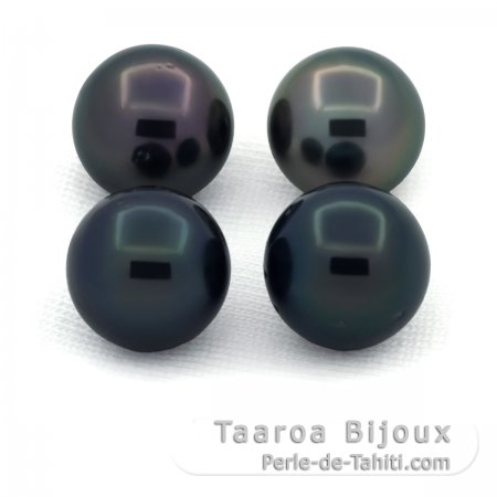 Lotto di 4 Perle di Tahiti Rotonde C/D di 10 a 10.3 mm