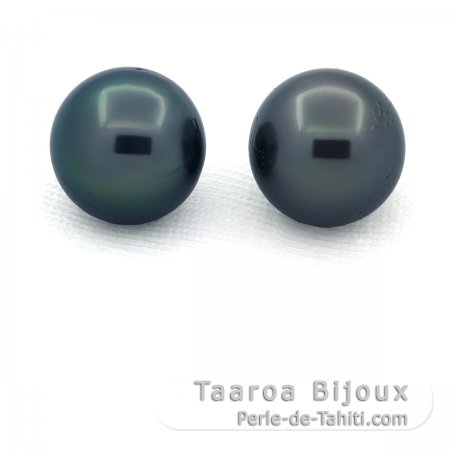 Lotto di 2 Perle di Tahiti Semi-Rotonde D di 10.2 mm