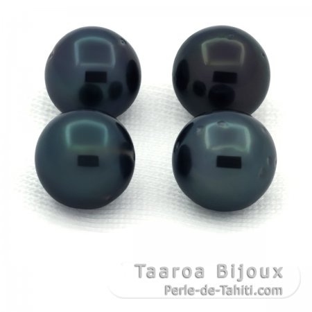 Lotto di 4 Perle di Tahiti Rotonde e Semi-Rotonde C/D di 8 a 8.2 mm