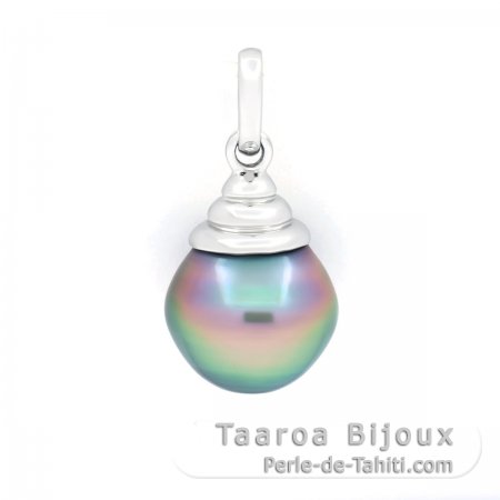 Ciondolo in Argento e 1 Perla di Tahiti Semi-Baroccha B+ 11 mm