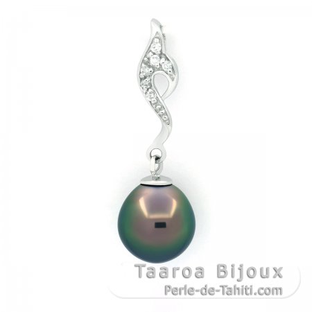 Ciondolo in Argento e 1 Perla di Tahiti Semi-Baroccha B 9.5 mm