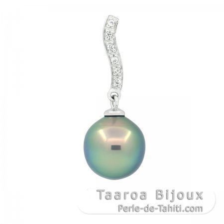 Ciondolo in Argento e 1 Perla di Tahiti Semi-Baroccha B 9.7 mm
