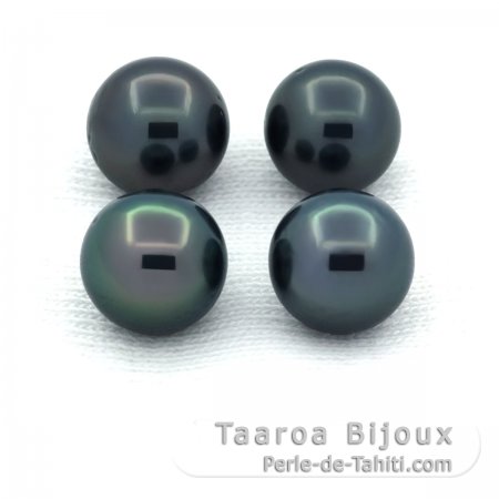Lotto di 4 Perle di Tahiti Rotonde D di 8 a 8.4 mm
