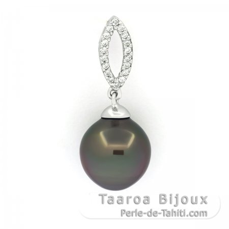 Ciondolo in Argento e 1 Perla di Tahiti Semi-Baroccha C 11.2 mm