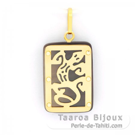 Ciondolo in Oro 18K e Madreperla di Tahiti - Dimensioni = 18 X 12 mm - Gecko
