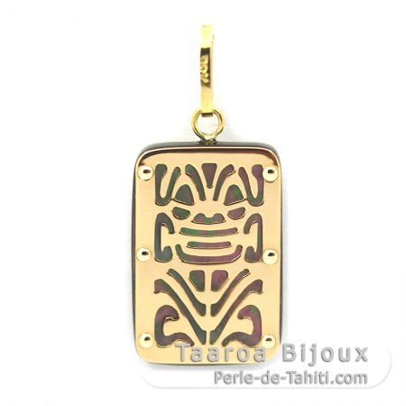 Ciondolo in Oro 18 K e Madreperla di Tahiti - Dimensioni = 18 X 12 mm - Longevità