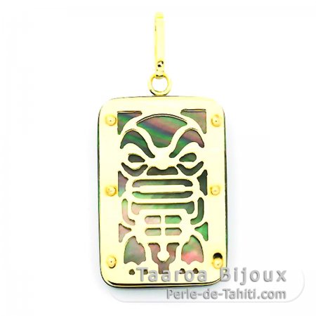 Ciondolo in Oro 18K e Madreperla di Tahiti - Dimensioni = 24 X 16 mm - Mana