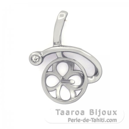 Ciondolo in Argento, placcato in Rodio, per 1 Perla di 9 a 13 mm
