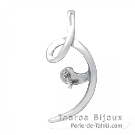 Rhodiniertem 925er Sterling Silber Anhnger fr 1 Perle von 8 bis 11 mm