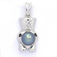 Ciondolo in Argento e 1 Perla di Tahiti Semi-Baroccha C 8.6 mm