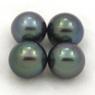 Lotto di 4 Perle di Tahiti Semi-Rotonda C di 9 a 9.4 mm
