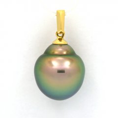 Ciondolo in Oro 18K e 1 Perla di Tahiti Semi-Baroccha B 11.9 mm
