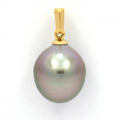 Ciondolo in Oro 18K e 1 Perla di Tahiti Semi-Baroccha B 11.1 mm