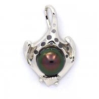 Ciondolo in Argento e 1 Perla di Tahiti Semi-Baroccha C+ 12.6 mm