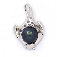 Ciondolo in Argento e 1 Perla di Tahiti Rotonda C 12.3 mm