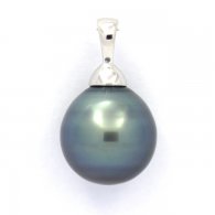 Ciondolo in Argento e 1 Perla di Tahiti Cerchiata C 11.7 mm