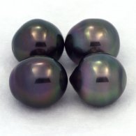Lotto di 4 Perle di Tahiti Semi-Barocche C di 10.1 a 10.4 mm
