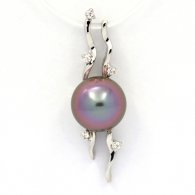 Ciondolo in Argento e 1 Perla di Tahiti Semi-Rotonda C+ 9.3 mm