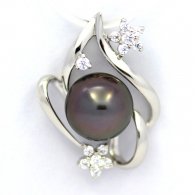 Ciondolo in Argento e 1 Perla di Tahiti Rotonda C 9.1 mm