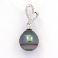 Ciondolo in Argento e 1 Perla di Tahiti Cerchiata B 10.9 mm