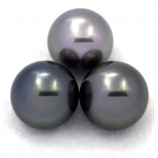 Lotto di 3 Perle di Tahiti Rotonde C di 13.5 a 13.7 mm