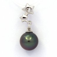 Ciondolo in Argento e 1 Perla di Tahiti Rotonda C 9.1 mm