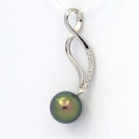 Ciondolo in Argento e 1 Perla di Tahiti Rotonda C+ 9.4 mm