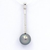 Ciondolo in Argento e 1 Perla di Tahiti Rotonda C 10 mm
