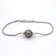 Braccialetto in Argento e 1 Perla di Tahiti Semi-Baroccha B 10.2 mm