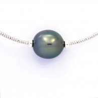 Collana in Argento e 1 Perla di Tahiti Semi-Baroccha B 11.4 mm