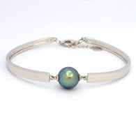 Braccialetto in Argento e 1 Perla di Tahiti Rotonda C+ 10.6 mm