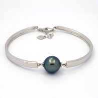 Braccialetto in Argento e 1 Perla di Tahiti Rotonda C 11.7 mm