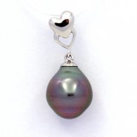 Ciondolo in Argento e 1 Perla di Tahiti Semi-Baroccha B 9.8 mm