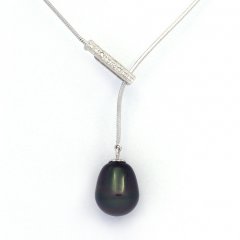 Collana in Argento e 1 Perla di Tahiti Semi-Baroccha B 11.1 mm