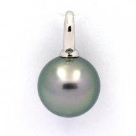 Ciondolo in Argento e 1 Perla di Tahiti Rotonda C 13.8 mm