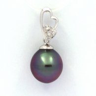 Ciondolo in Argento e 1 Perla di Tahiti Semi-Baroccha C 10.8 mm