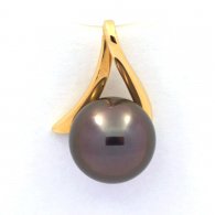 Ciondolo in Oro 18K e 1 Perla di Tahiti Rotonda B 9.1 mm