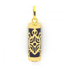 Pingente em Ouro 18K e Ágata Preta - 17 mm - Tartaruga