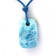 Collana in Cotone e 1 Larimar - 13.8 x 6.5 x 1.6 mm - 3.42 gr