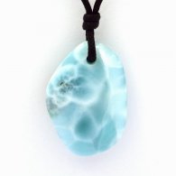 Collana in Cotone e 1 Larimar - 32.2 x 22.4 x 8.9 mm - 9.3 gr