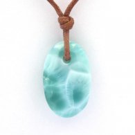 Collana in Cotone e 1 Larimar - 21.5 x 13.2 x 6.4 mm - 2.85 gr