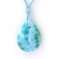 Collana in Cotone e 1 Larimar - 23.3 x 17.5 x 7.8 mm - 4.55 gr