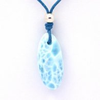 Collana in Cotone e 1 Larimar - 27 x 12 x 7.4 mm - 4.15 gr
