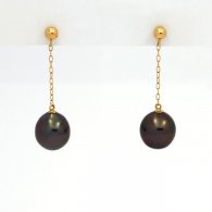 Orecchini in Oro 18K e 2 Perle di Tahiti Semi-Barocche A 8 mm